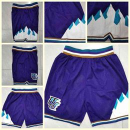 2024 NBAS Basketball Shorts Utahs Jazzs Equipos Saludo Bordado de tela fina