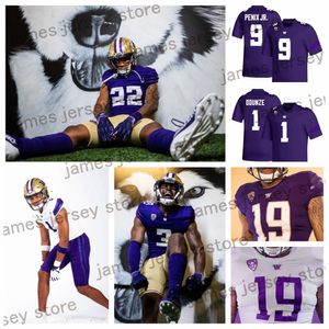 2024 NCAA aangepaste Washington Huskies nieuwe stijl voetbalshirt #1 Rome Odunze #9 Michael Penix Jr. #99 Faatui Tuitele #55 Jacob Bandes #91 Tuli Letuligasenoa #21 Daniyel Ngata