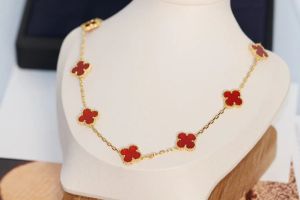 2024 ketting voor vrouwen luxe 18K met 10 bloemen klavertje vier hanger kettingen topkwaliteit gouden klassieke ketting schelp voor vrouwen bruiloft sieraden met doos