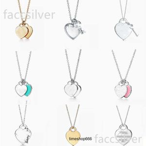 2024 Colliers Classic 925 Collier en argent sterling Double coeur pendent Collier Man Women Party Wedding Bijoux de haute qualité Y220314 GIFS