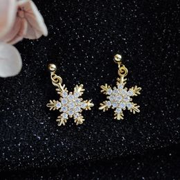 2024 aiguille d'automne hiver sweet snowflake rogones d'oreilles simples petits bijoux de Noël 240511