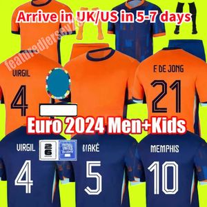 2024 Pays-Bas Memphis European Holland Club Soccer Jersey 2024 Euro Cup 2025 Dutch Team Football Shirt Men Kids Kit Full Full Home Away Memphis Xavi Gakpo