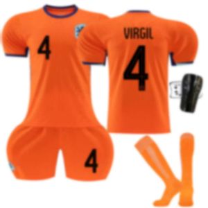 2024 Nederland National Team Home Orange Football Jersey Set nummer 4 Van Dijk 11 Robben 10 Depay