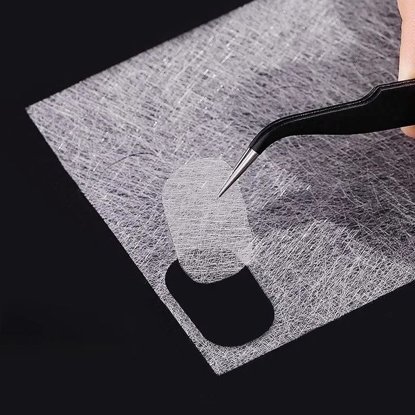 2024 Nouveau 10/20pcs Extension des ongles en fibre de soie Silks non tissés Silks Forme de manucure Bâtiment UV Gel Français Papitre en verre en verre