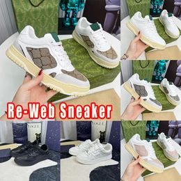 2024 Nieuwe 10A Designer Schoenen Re-web Sneakers Mannen Casual schoenen Leer Rubber Uutsole Platform Veterschoenen Ronde Kop Geborduurde Gestreepte Sneakers Maat 35-45 met doos
