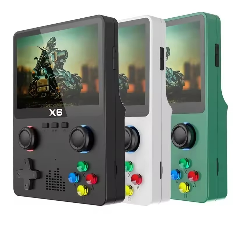 2024 Nouveau 16 bits X6 3,5 pouces IPS écran portable lecteur de jeu portable double joystick 11 simulateurs tv console de jeu vidéo pour enfants cadeaux batterie 2000 mah