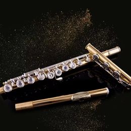 2024 Nieuwe 17 Toetsen Open Gat Gouden Fluit Externe Professionele Cupronickel Sleutel C Tune Hand B voet Gouden Fluit Hoge Kwaliteit Muziekinstrument Met Case