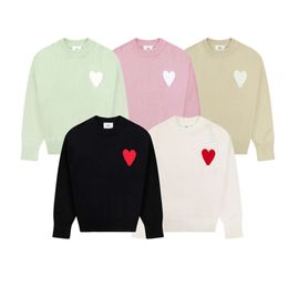 2024 Nuevo 23ss Moda Amis Weater Paris Suéter para hombre Diseñador Camisas de punto Manga larga Francés Bordado Corazón Patrón Redondo Hombres Mujeres Suéter 665