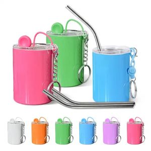 2024 Nieuwe 3oz Mini Tumbler Sublimatie Borrelglas Met Deksel Sleutelhanger Metalen Stro Borrelglaasjes Express LG34