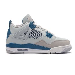 2024 Nouveau 4 rétros Blue White Gris Blue Basketball Shoe Series High Top Shoes 36-47.5