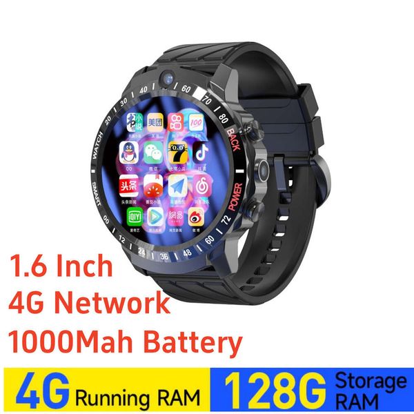 2024 nueva tarjeta SIM 4G Smartwatch 128G ROM 1000mAh Batería IP67 Impermeable GPS Rastreo Wifi Monitoreo de salud Smart Wrist Watch