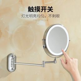 2024 Nuevo espejo de baño montado en la pared de 8 pulgadas Espejo de maquillaje LED ajustable 10x Muptos de tocador táctil con luz con luz