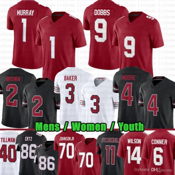 2024 Nouveau 9 Joshua Dobbs Kyler Murray Football Jersey Budda Baker Marquise Brown JJ Watt James Conner Rondale Moore Michael Wilson Paris Johnson Jr Larry Fitzgerald Za