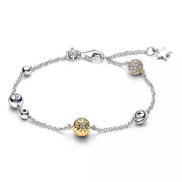 2024 NOUVEAU 925 STERLING Silver Charms Bracelet For Women Designer Jewelry Sun Moon Oreilles Perles de liaison chaîne de liaison