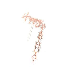 2024 NIEUWE ACRYLISCHE RECHTSTANG HELKE HELPTE VERJAARDAG CAKE TOPPER Baby shower Decorations Kids Girl Party Gunsten Cake Decorating Supplies