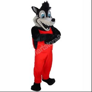 Disfraz de mascota Lobo malo negro para adultos, fiesta de cumpleaños, disfraz de fantasía con tema de anime, trajes de personaje de Halloween, novedad de 2024