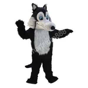 2024 Nieuwe Volwassen Zwarte Wolf Mascotte Kostuum Verjaardagsfeestje anime thema kostuum Halloween Karakter Outfits Pak