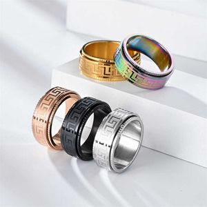 2024 New Age Jewelry Designer Band Rings Temu Titanium Steel pour hommes Soulagement du stress et résistance à l'anxiété Rotation Dynamique Mode Couple Bague