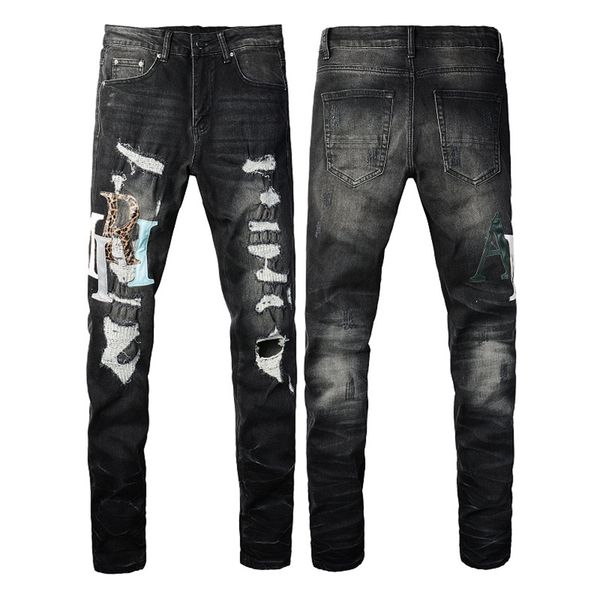 2024 nouveaux Amirs Designer Jeans pour hommes jeans noirs jeans ksubi High Street Hole Star Patch Jeans en denim brodés pour hommes et femmes, pantalons stretch slim fit, vrais jeans