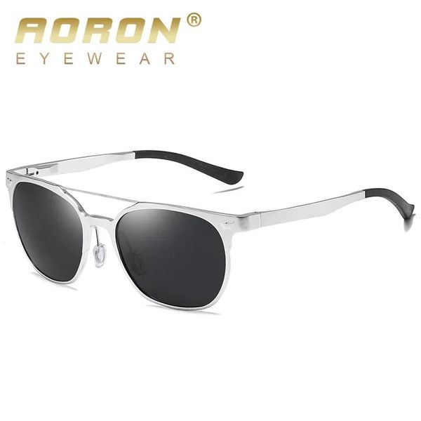 2024 Nouveau Aoron Brand New Gun Metal Metal Polarise Men's Sunglasses Aluminium Mens conduisant des lunettes de soleil pour hommes OCULOS DE SOL