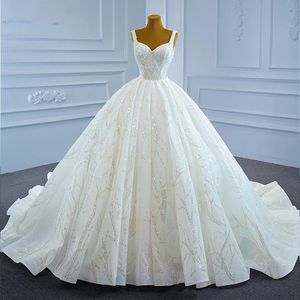 2024 NIEUWE AANKOORSTING BALL JADE Trouwjurken Spaghetti riemen lovertjes Lace Bruid Formele jurken Robe mariage Vestidos de novia Customeded