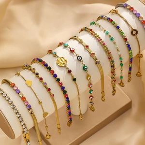2024 Nieuwe aankomst mode dame zirkon armband vrouwen goud vergulde roestvrijstalen boho -stijl armband sieraden