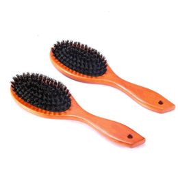 2024 New Arrival Hair Brush Wood Handle Boar Bristle Beard Comb Styling Detangling Straighten Brown Lotus Boar Bristles Massage Comb for