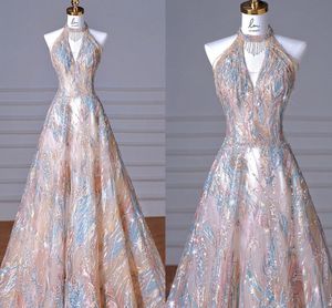 2024 Nieuwe Collectie Pailletten Prom Homecoming Jurk Halter Kwastje Mouwloos A-lijn Formele Verjaardagsfeestje Avondjurken Robe De Soiree