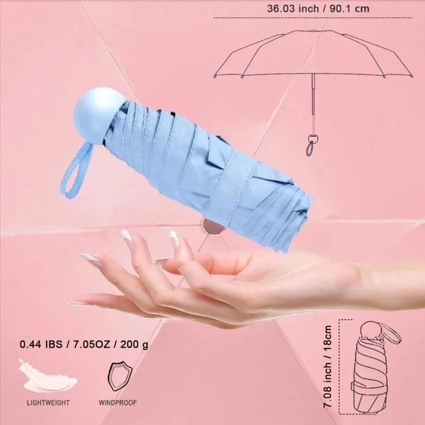 2024 Nouvelle arrivée parapluie de capsule portable pour les femmes idéales pour la protection solaire avec fonctionnalité à double usage parapluie de soleil portable