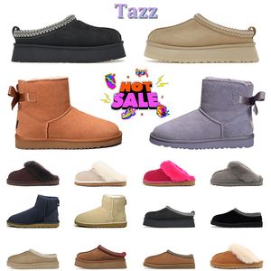 2024 Nouvelle arrivée Tasman Snow Femmes Bottes Designer Marque Luxurys Booties Plate-forme Ultra Mini Bow II Châtaigne Noir Rose Femme Boot Mocassins Tazz Pantoufles