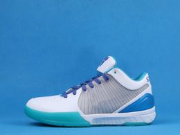 2024 Nieuwkomers Mamba Draft Day Hornets Basketbalschoenen 4 Protro Wit Orion Blauw-Varsity Paars Lifestyle Casual Sneakers voor Heren