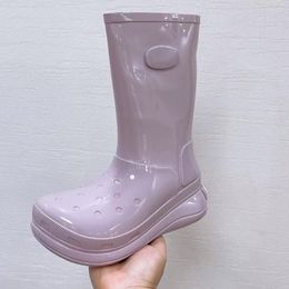 2024 NIEUW ARBROEF ARBREID DROMEN RAINKOTS RAND TOE -platform Dikke bodem Buiten Buiten Loophoogte Verhogen rubber waterdichte longlaarzen Designer Dames Regenlaarzen