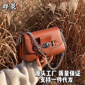 2024 Nieuwe Herfst/Winter Kleur Serie Eenvoudige en Veelzijdige Kettingslot Gesp Enkele Schouder Crossbody Damestas 75% Fabrieksgroothandel