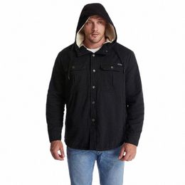 2024 Nouveau Automne Hiver Hommes Veste Chaud Ajouter Polaire Doublée Parka Mâle Épais Manteau À Capuche Zippé Plus Taille USA Coupe-Vent Noir Gris Z2hR #