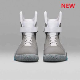 2024 NOUVEAU Retour vers le futur Air Mag Baskets Marty Mcfly's Chaussures LED brillent en gris foncé Mcflys Baskets US6-11