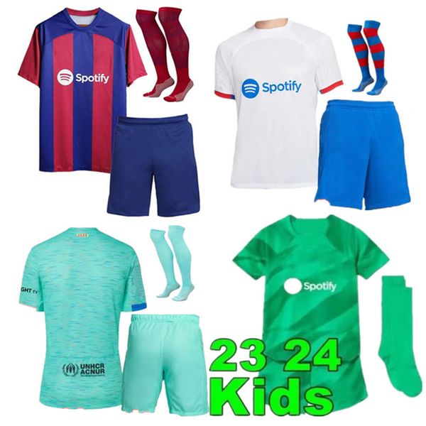 2024 New Barcelonas Kids Football Kits Soccer Jerseys 23 24 Raphinha Gavi Camiseta de Futbol Pedri Ferran Baby Football Jersey Sweethirt