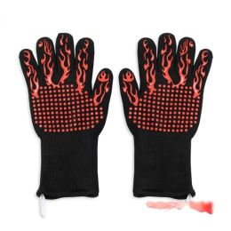 2024 New BBQ Oven Gloves 800 Degrees Fireproof Heat Resistant Gloves Silicone Oven Mitts Barbecue Heat Lnsulation Microwave Gloves durable