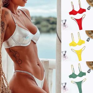 2024 NIEUWE BIKINI Soft Bag One Piece stalen ondersteuning vaste kleur zwemkleding dames split verzameling badkleding