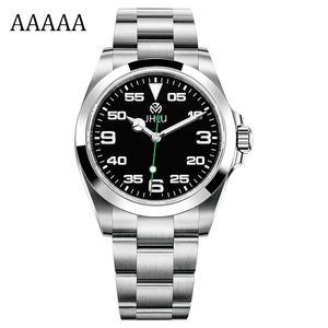 Relojes de pulsera mecánicos de acero inoxidable 904L con esfera negra, reloj JHLU Air King de cristal de zafiro resistente al agua para hombres, novedad de 2024