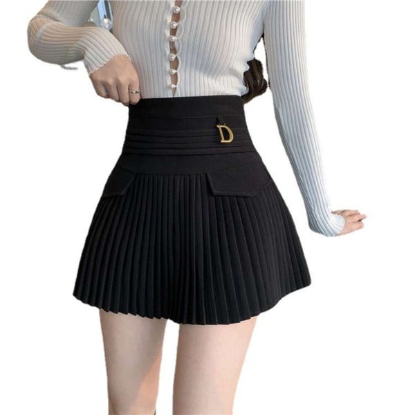 2024 Nouveau Black Sexy Street Casual Designer Jupes Femmes Taille haute Lettre D Pendentif en métal pour éviter la lumière Mini-jupe Jupe de créateur 614 162