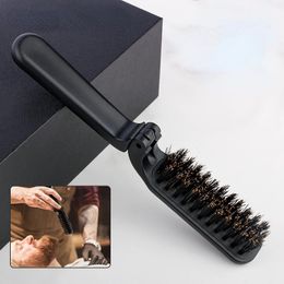 2024 New Boar Bristle Hair Color peine de sándalo natural para barba pisos de bolsillo cepillo para la barba para hombres para un cepillo de sándalo natural