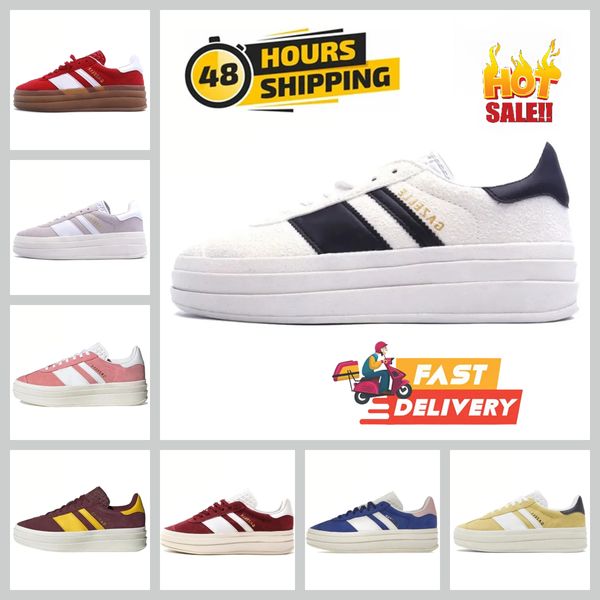 2024 Nuevos zapatos de mujer de diseñador audaz Suela gruesa Casual Nube escarlata Resplandor blanco Goma Terciopelo Entrenadores og Crema vegana Colegiata Verde Correr Caminar Zapatillas deportivas