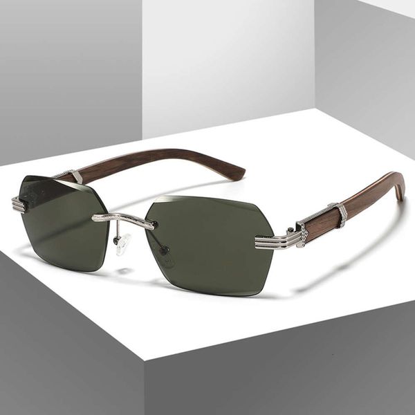 Lunettes de soleil en bambou et Protection solaire à la mode pour hommes, décoration en métal sans bordure, sensation avancée en bois pour femmes, nouvelle collection 2024