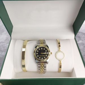 2024 nieuwe armbandhorlogeset met doos Luxe damesdagboek quartz horloge Designer waterdicht Automatische datumtabel Dames roestvrij staal Sporttimer