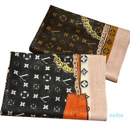 2024 Nueva marca Moda Mujer Seda Cachemira Bufandas cuadradas Echarpe Luxe Mantón Diseñador Cabeza Bufanda Bandeau Hijab Para Mujeres Hombres Bandana Schal Clásico Monograma Patrón L