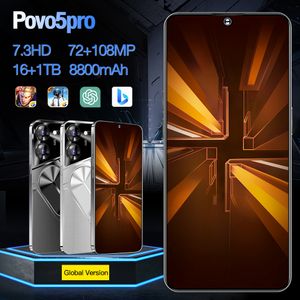 2024 Nieuw merk Povo 5pro globale versie mobiele telefoon 7,3-inch scherm 8800 mAh grote batterij ondersteunt dubbele telefoonkaarten Android 13 ondersteunt OTG Snapdragon 8 gen2
