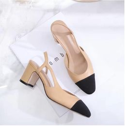 2024 NOUVELLES chaussures pour femmes en cuir de veau chaussures à talons talons hauts sandales à bride arrière plat beige gris noir avec boîte