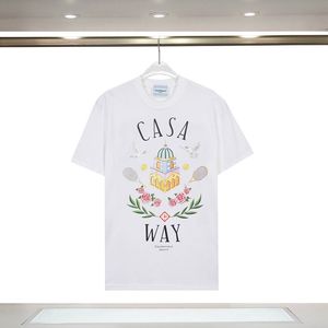 2024 NOUVEAU CASABLANC DESIGNER HOMM T-shirt Set San Print Mens Casual Shirt et Short Womens Loose Silk Shirt Tees Men Tshirt S-3XL