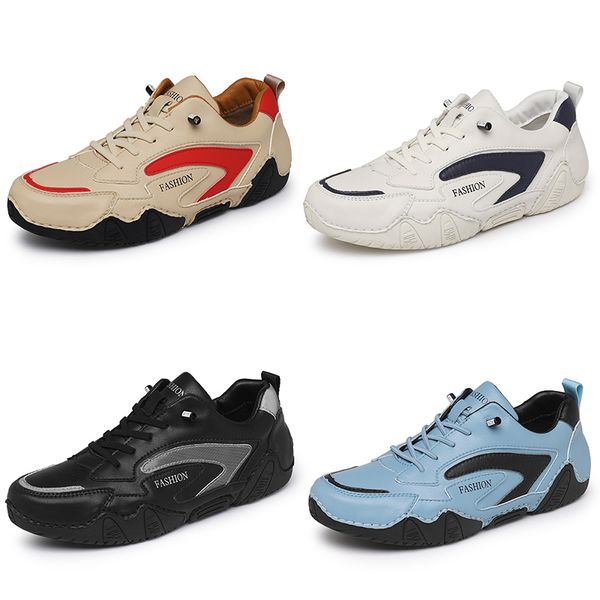 2024 Nuevos zapatos casuales PU Men Matte Men Negro Marrón Blanco Azul Rojo Rojo Torners de zapatillas Aseguibles