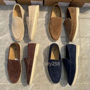 Loro Piano Luxury Chaussures décontractées Hommes Vintage Brown Abricot Cuir Casual Chaussures Valk Mocasins Designer Piana Chaussures de course